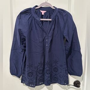 Lilly Pulitzer Elsa Eyelet Embroidered Top S